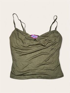 Edikted Olive Green Layered Bra Cowl Neck Top with Spaghetti Straps Size Medium